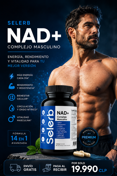 SELERB NAD+ | Complejo Masculino: Vitalidad para hombres que quieren seguir rindiendo al máximo.