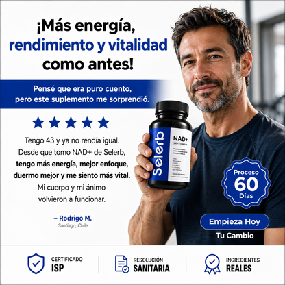 Selerb NAD+ Men's Complex: Más Vitalidad para el Hombre que No Piensa Bajar el Ritmo.