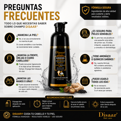 Shampoo Anticanas Disaar | Color Natural y Cabello Radiante Todos los Días