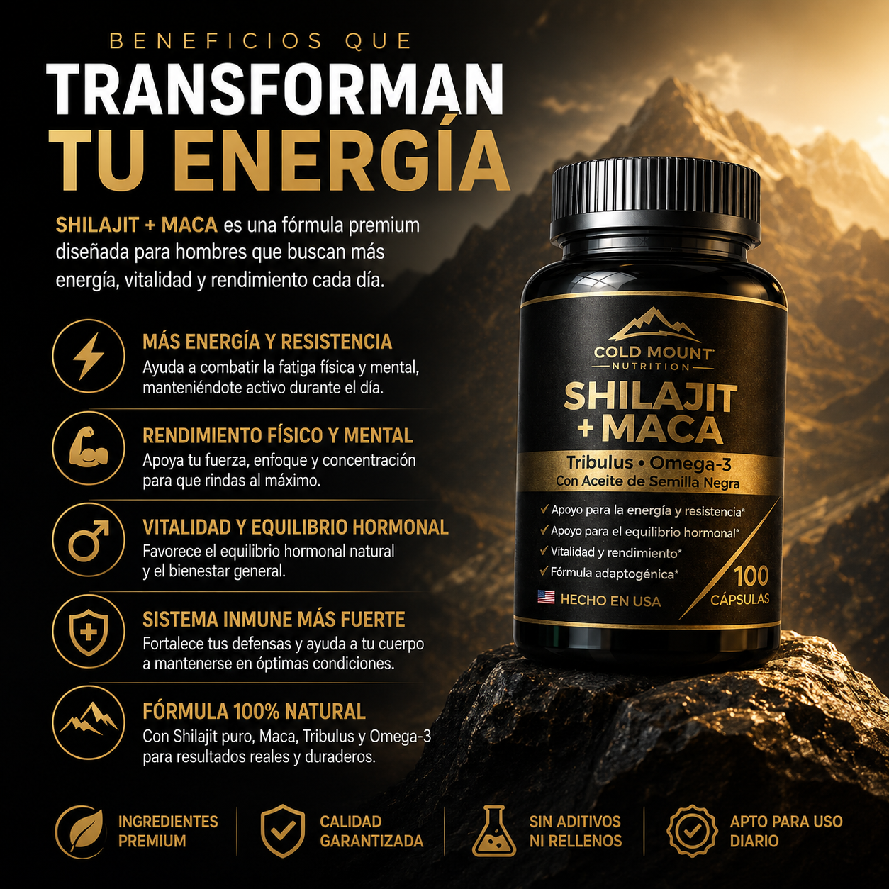 Shilajit + Maca Negra | Siente más energía desde el primer momento del día | Dile xao al cansancio
