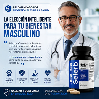 Selerb NAD+ Men's Complex: Más Vitalidad para el Hombre que No Piensa Bajar el Ritmo.