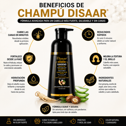 Shampoo Anticanas Disaar | Cuidado Diario para Cabello con Canas